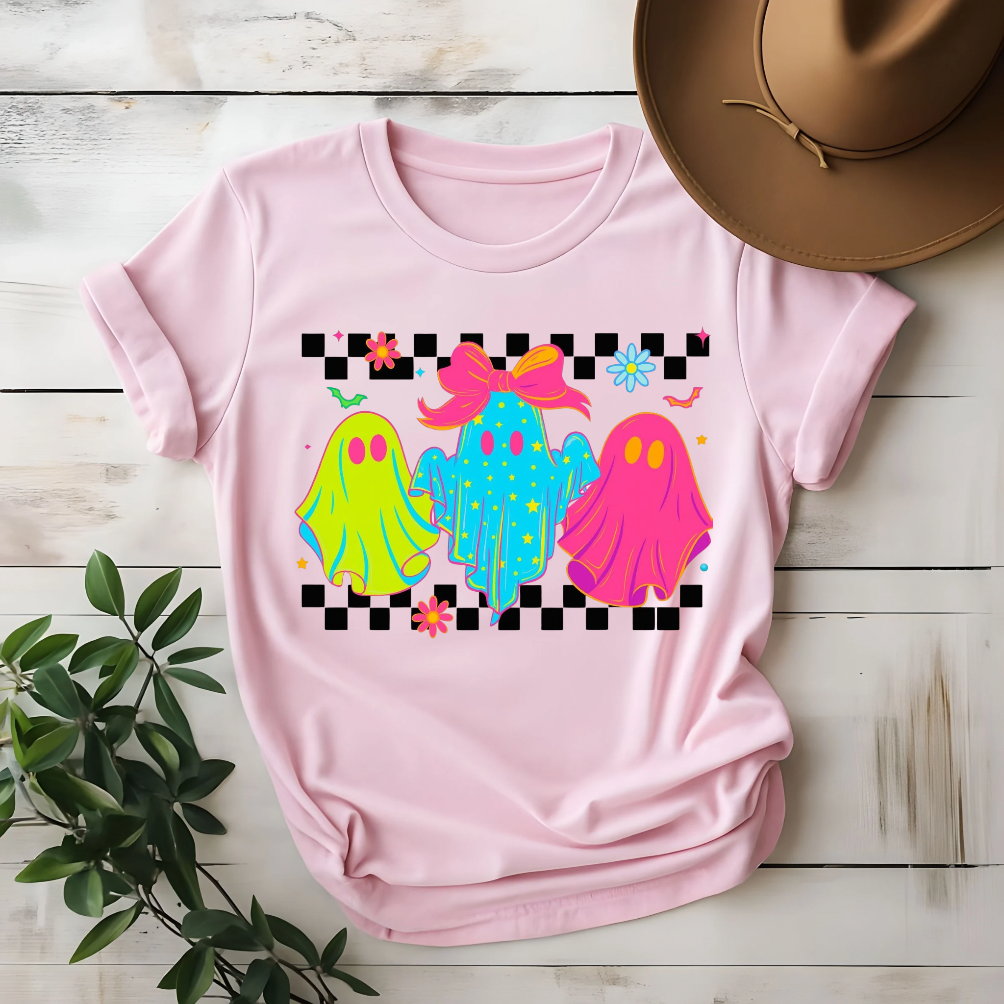 Neon Ghost Halloween  T-Shirt
